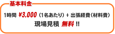 ��{�����@�P���ԁ�3,000�i�P��������j�{�o���o��i�ޗ���j�@���ꌩ�ϖ���!!